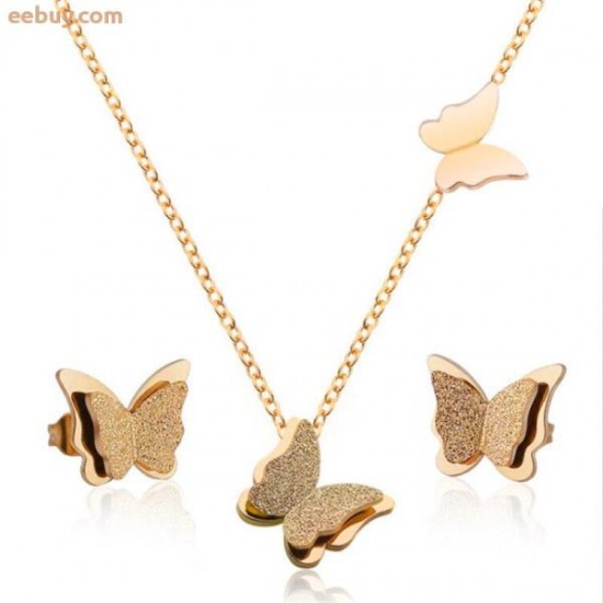 Wholesale Ladies Gold Butterfly Jewelry Set